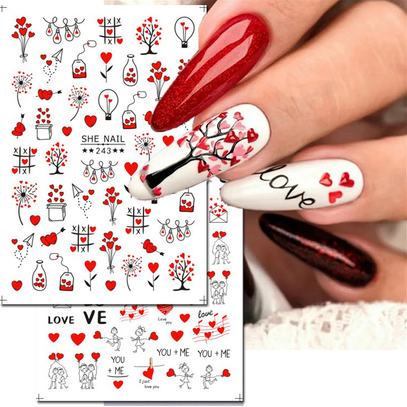 Nail Art Valentines Day - 3d слайдеры для дизайна ногтей, наклейки