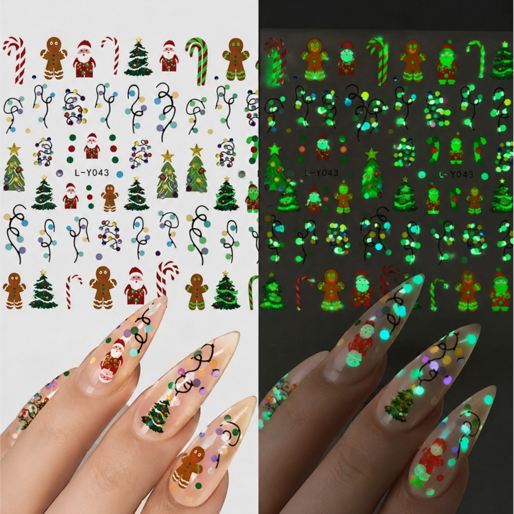 2 шт. рождественских светящихс – обзор и цена Nail Art Xmas Stickers