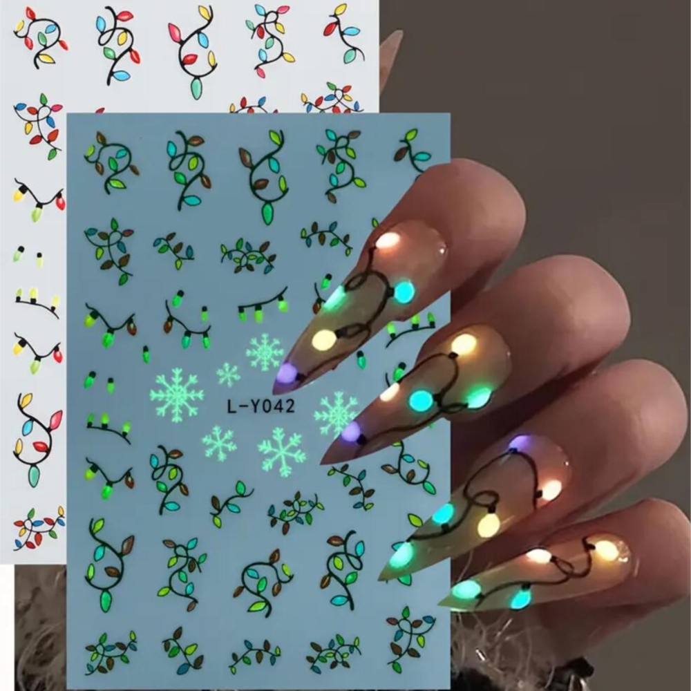 2 шт. рождественских светящихс – обзор и цена Nail Art Xmas Stickers