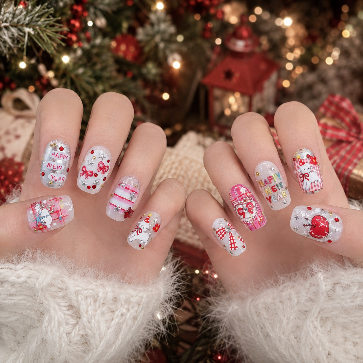 Праздничные красные 5D новогод – обзор и цена Nail Art Xmas Stickers