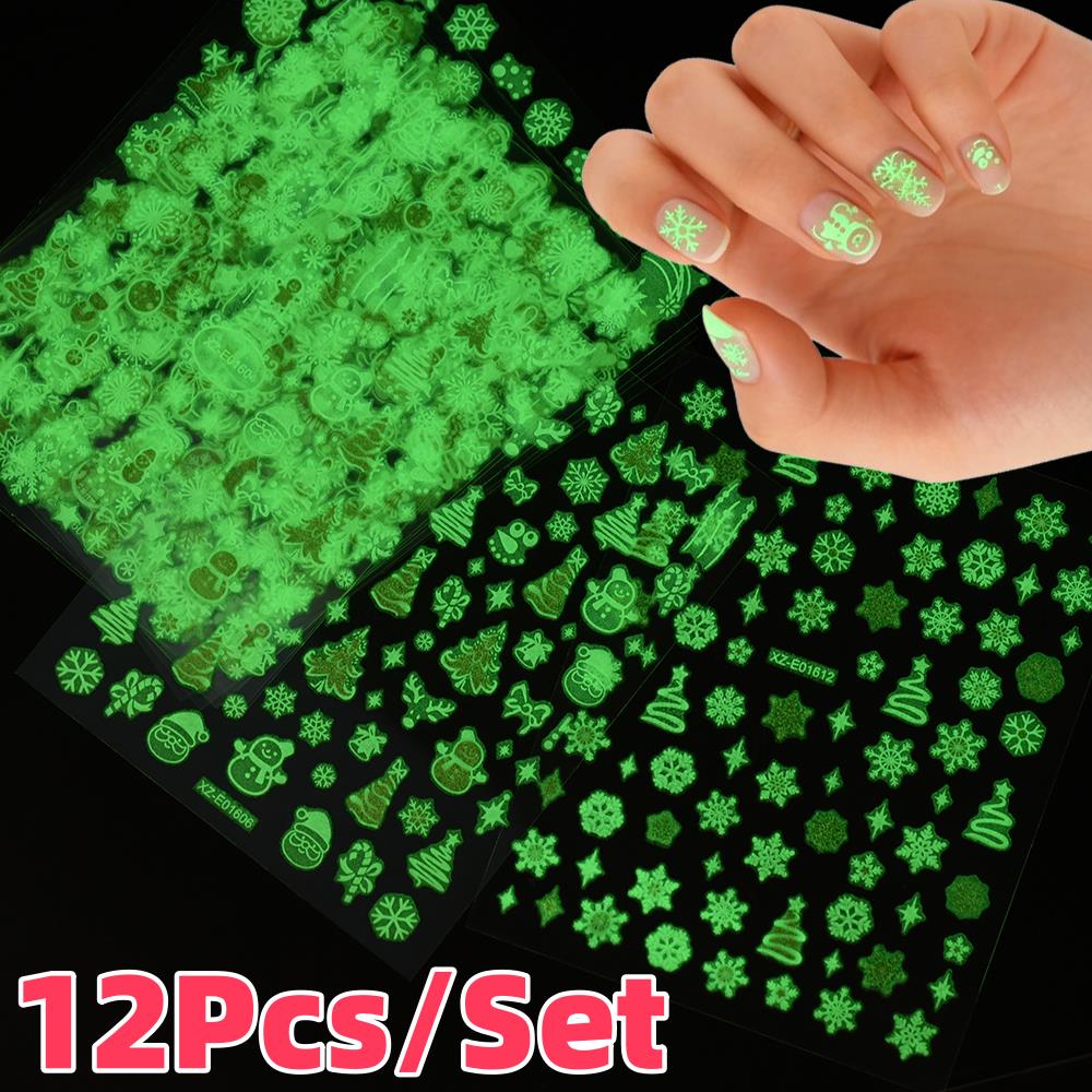 12 шт./компл. 3D светящиеся ро – обзор и цена Nail Art Xmas Stickers