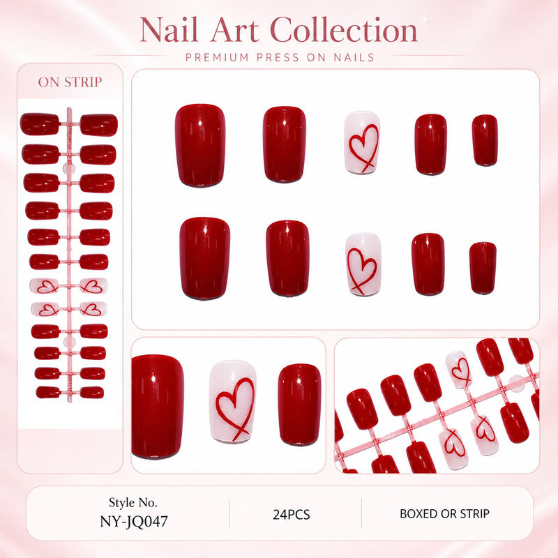 24 шт. коротких квадратных гля – обзор и цена Nail Art Valentines Day