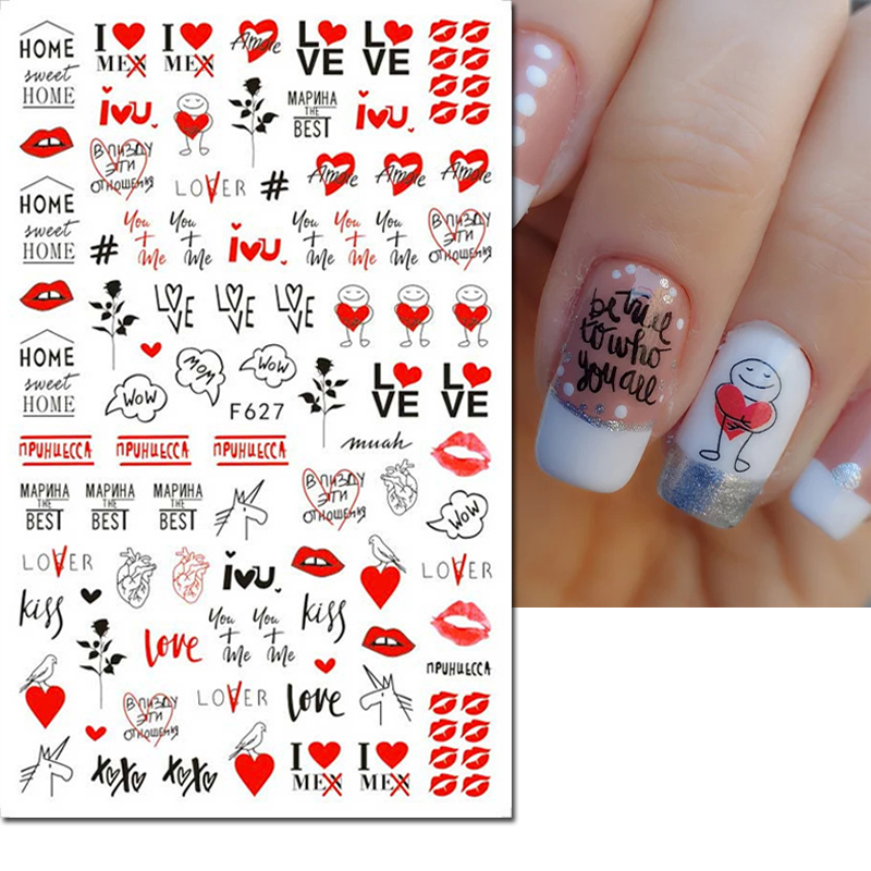 3D наклейки для ногтей на День – обзор и цена Nail Art Valentines Day