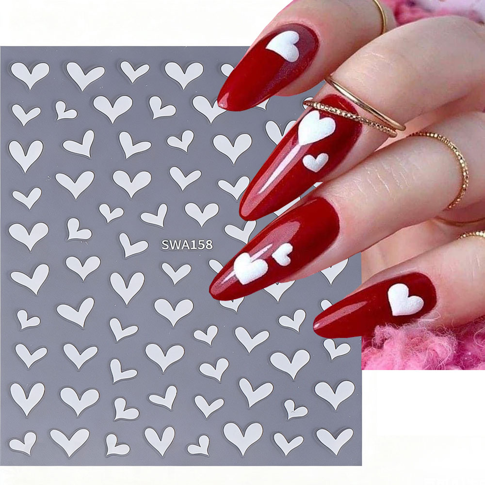 3D белое сердце на День святог – обзор и цена Nail Art Valentines Day