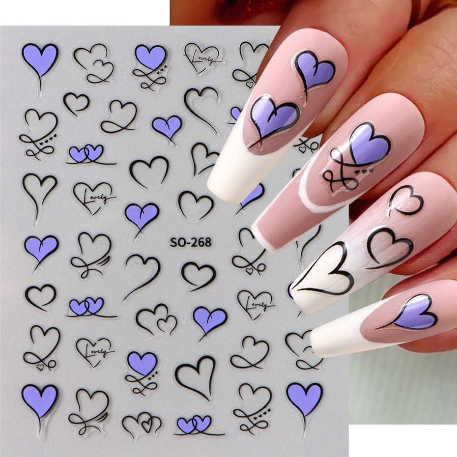 3 шт. Y2K Gold Wave Line Heart – обзор и цена Nail Art Valentines Day